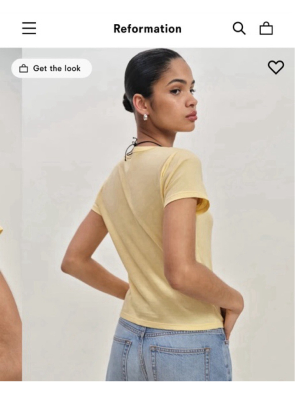 Reformation Butter Yellow Baby Tee Cotton Crewneck Shirt Size XL Basic Classic